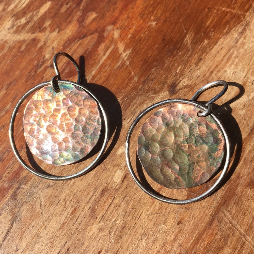 Sterling Silver and Copper Earrings
